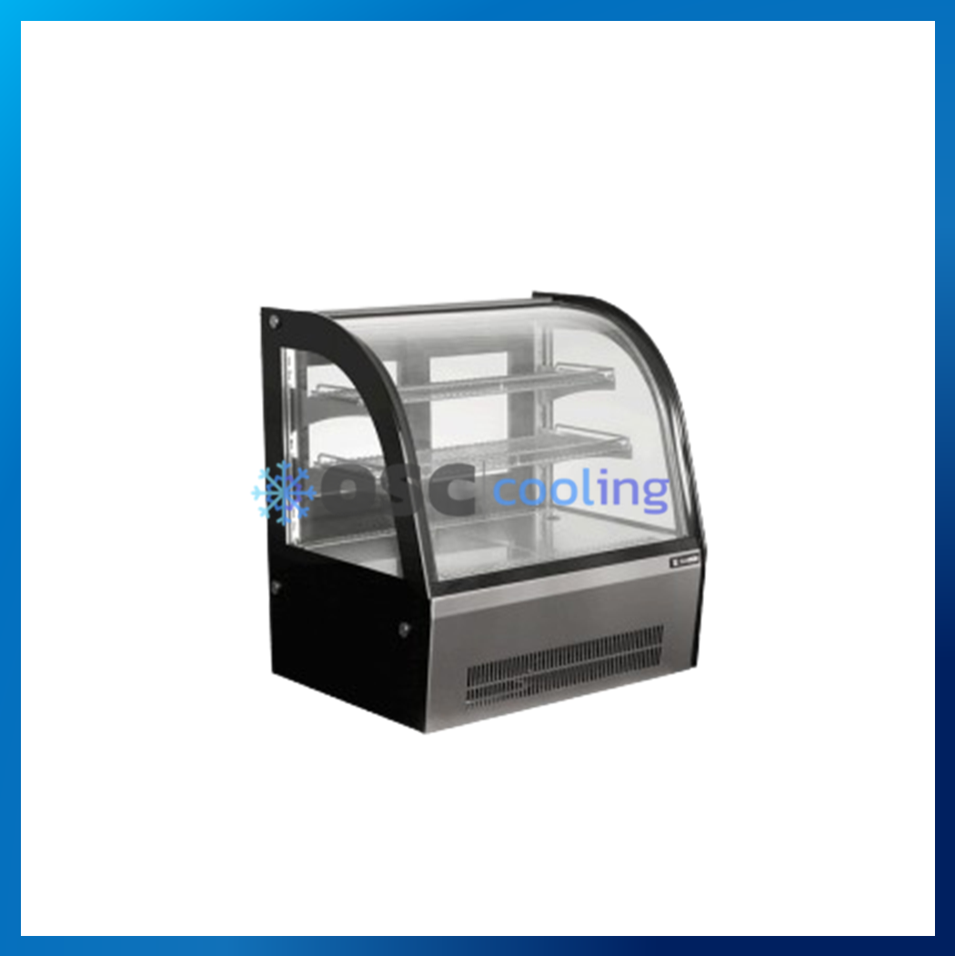 ตู้โชว์เค้กกระจกโค้ง สำหรับวางบนเคาท์เตอร์ "SANDEN" 3 คิว [SKC-0070R]