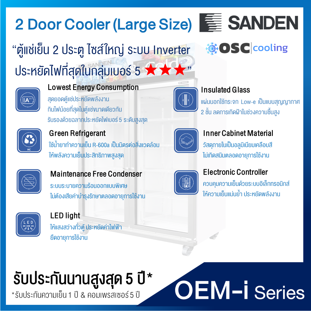 ตู้แช่เย็น 2 ประตู ระบบ Inverter 35.3 คิว [OEM-1205i]